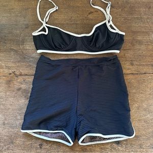 ACACIA Sadie Top and Tommy Short Black ribbed size XL